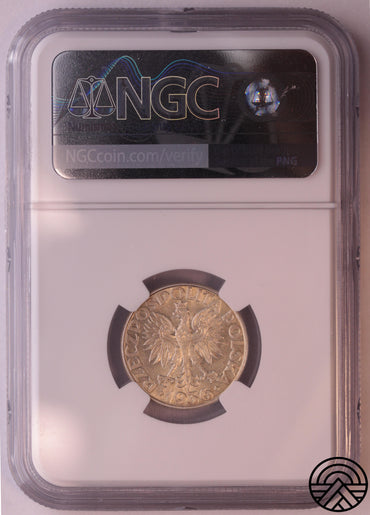 Polska, 2 Złotych, 1936 r. Żaglowiec NGC MS 64
