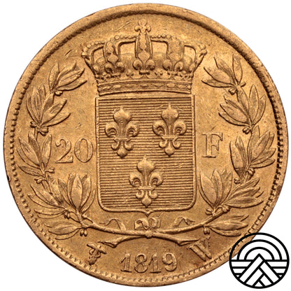 Francja, Louis XVIII, 20 Franków 1819 r. Lille