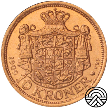 Dania, Fryderyk VIII, 10 Koron, 1909 r. Rzadsza!
