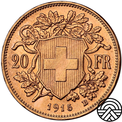 Szwajcaria, 20 Franków, 1915 r.