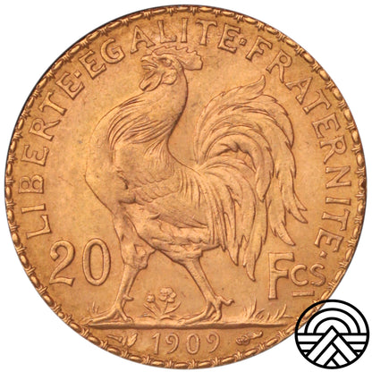 Francja, 20 Franków, 1909 r. Kogut