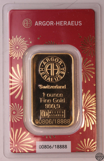 Argor - Heraus, Rok Konia, Sztabka 31.1 g. Au 999.9