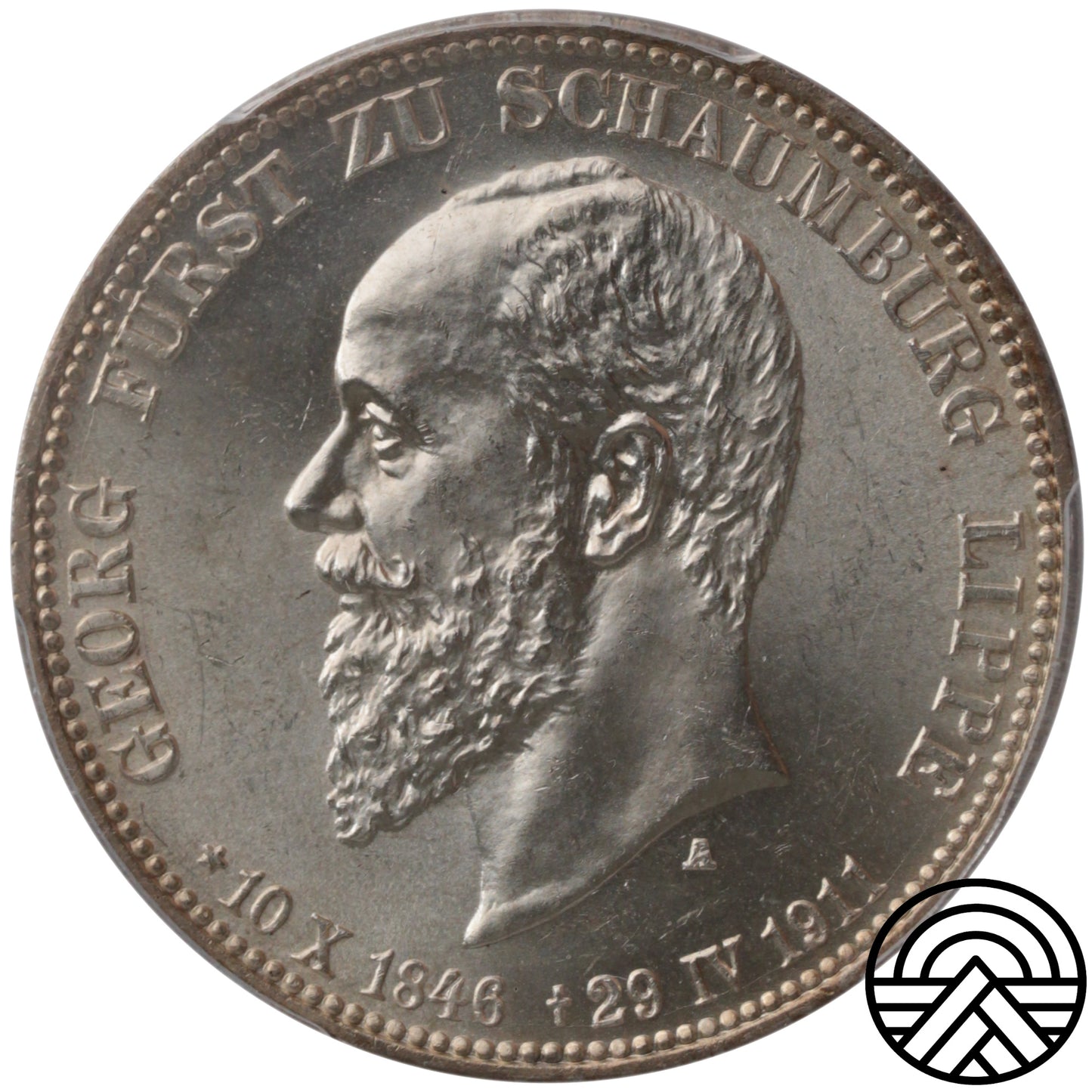 Niemcy, Schaumburg-Lippe, 3 Marki, 1911 r. PCGS MS 65