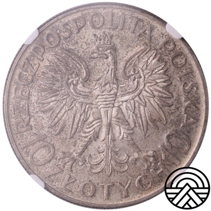 Polska, 10 Złotych, 1933 r. Jan Sobieski NGC MS 64