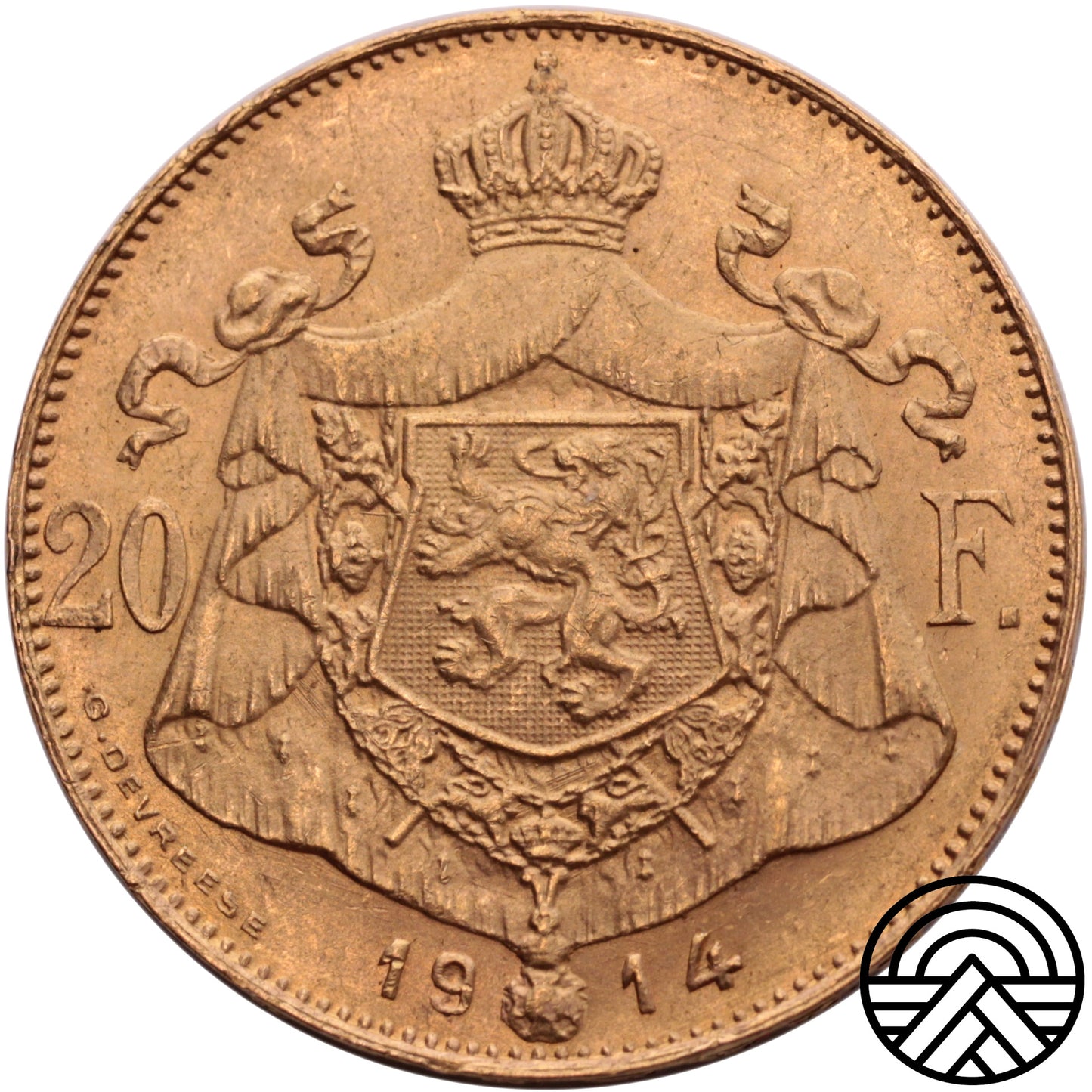 Belgia, 20 Franków, 1914 r.