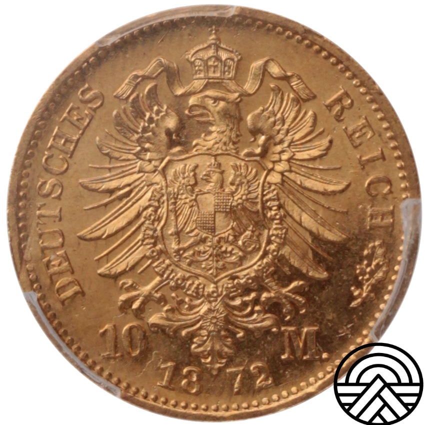 Niemcy, Prusy, 10 Marek, 1872 r. PCGS MS 65 PL