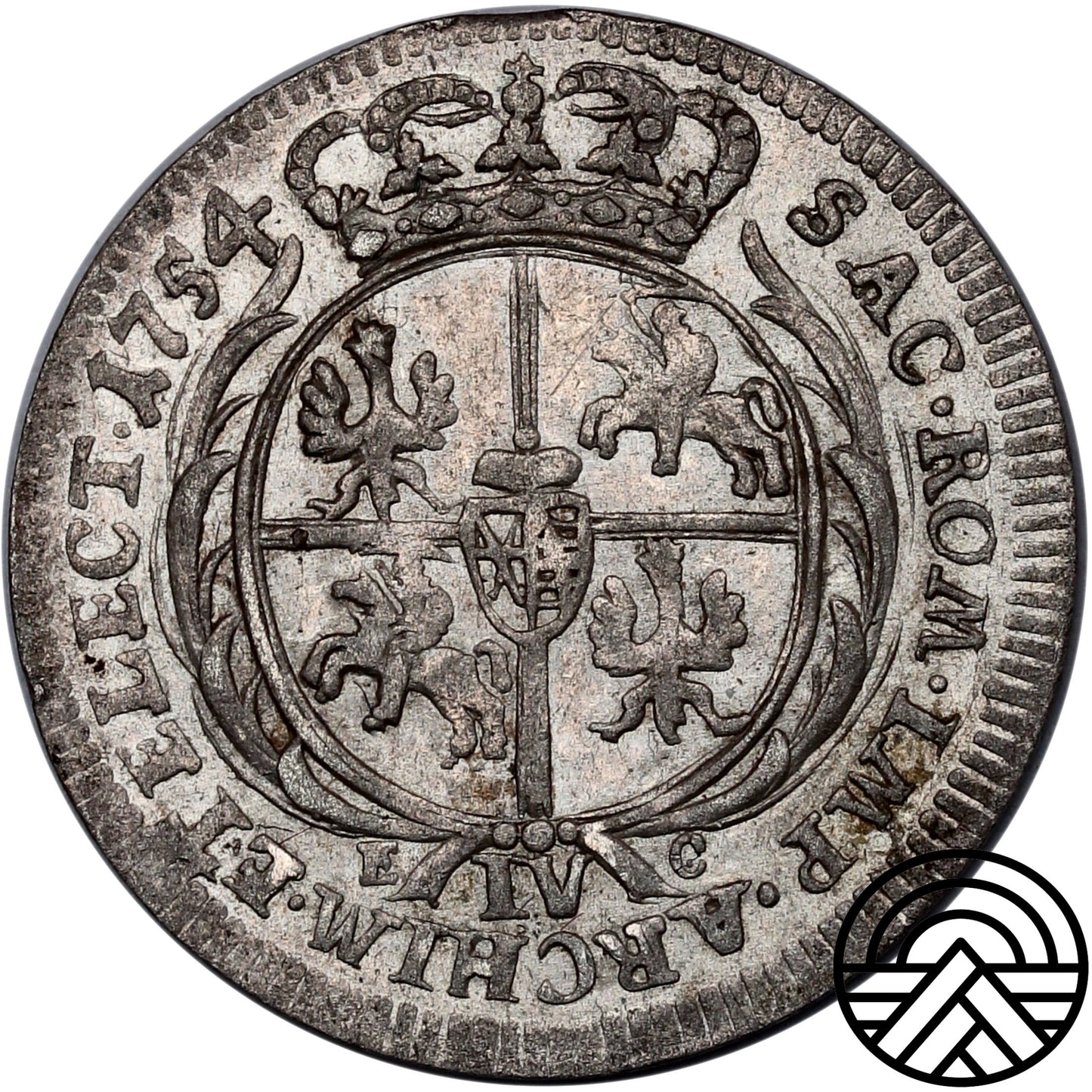 Polska, August III Sas, Szóstak, 1754 r. "IV" Rzadka!