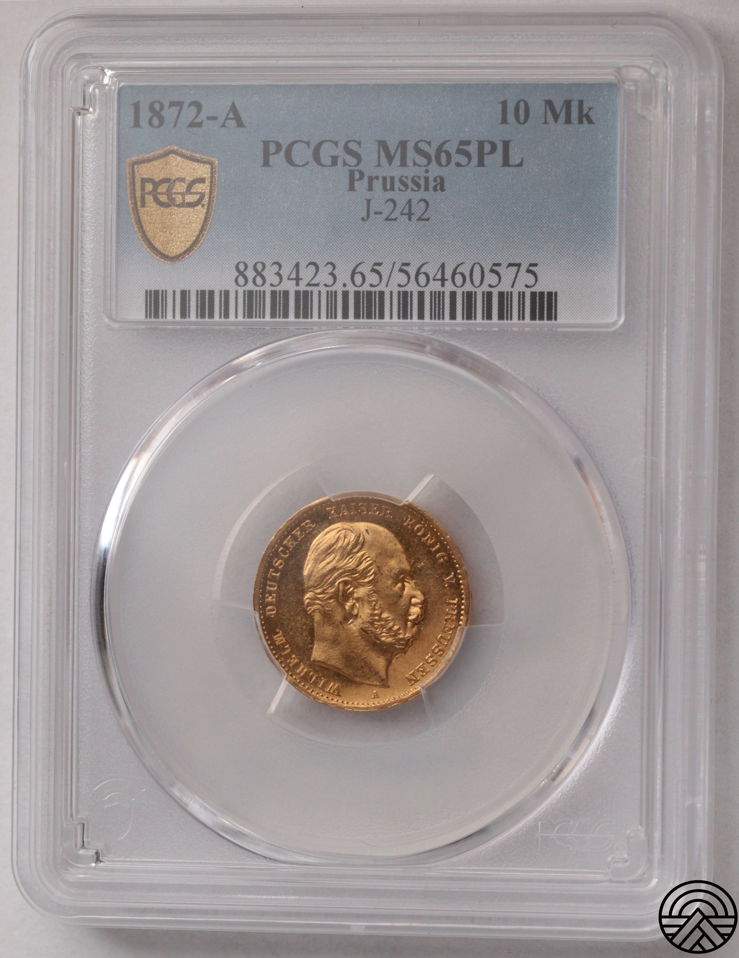 Niemcy, Prusy, 10 Marek, 1872 r. PCGS MS 65 PL
