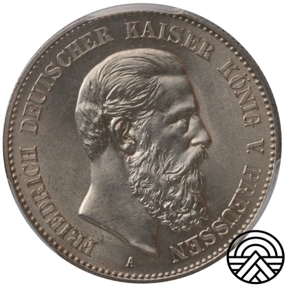 Niemcy, Prusy, 2 Marki, 1888 r. PCGS MS 64
