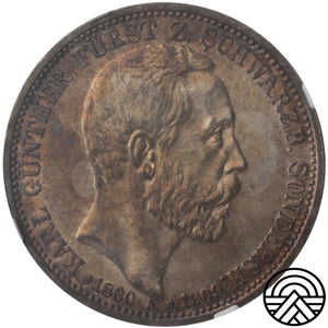 Niemcy, Schwarzburg-Sondershausen, 3 Marki, 1909 r. NGC MS 62