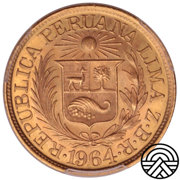 Peru, 1/2 Libry, 1964 r. ZBR PCGS MS 65