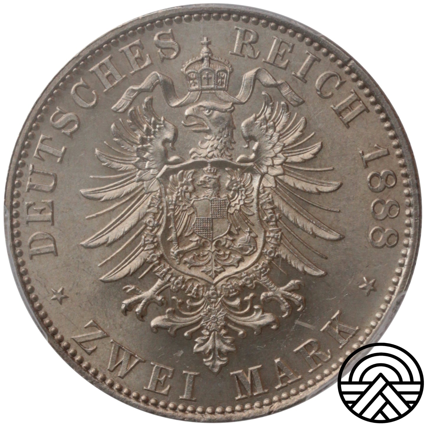 Niemcy, Prusy, 2 Marki, 1888 r. PCGS MS 64