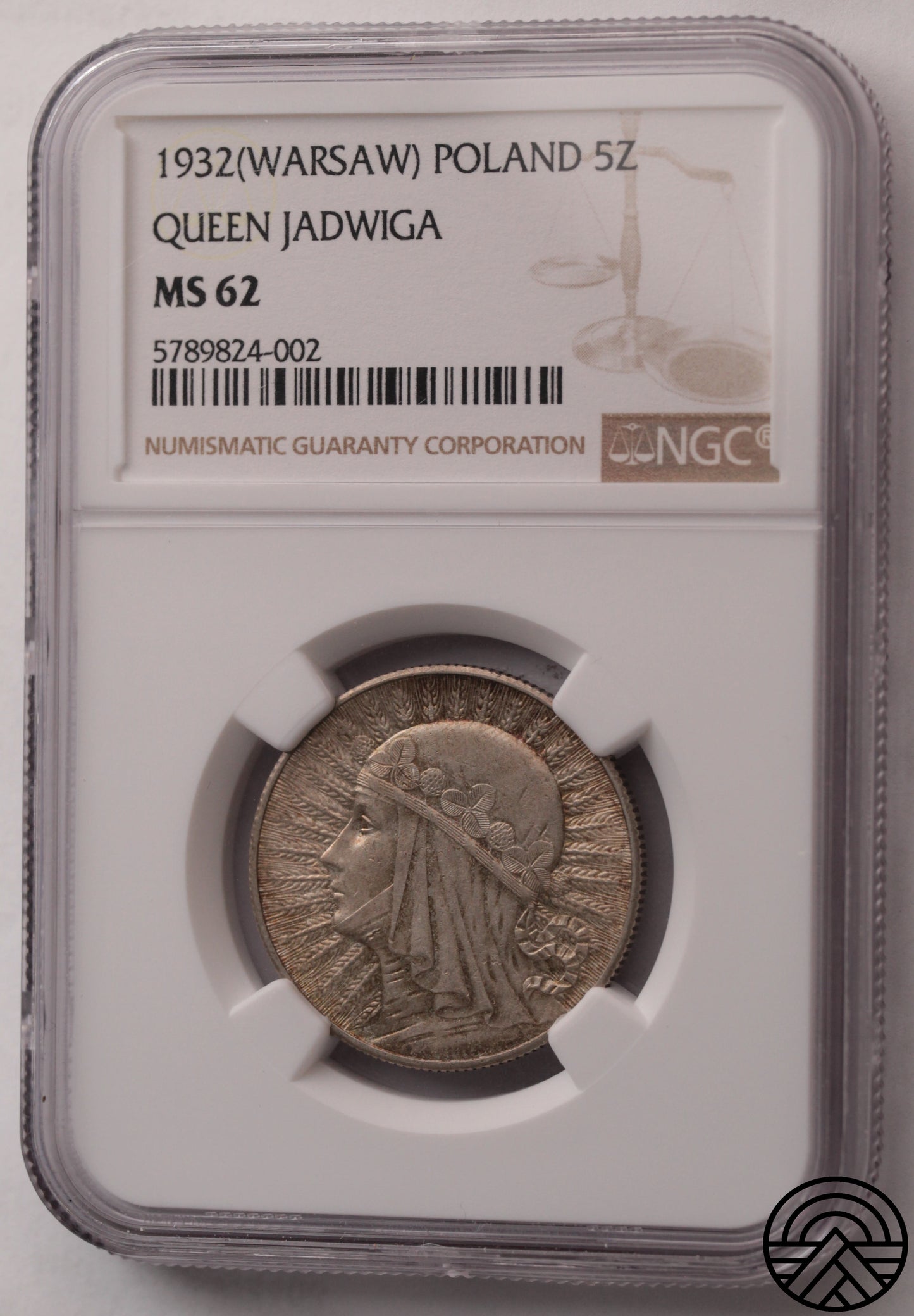 Polska, 5 Złotych, 1932 r. Jadwiga NGC MS 62