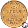 Rosja, Mikołaj I, 3 Ruble - 20 Złotych, 1837 r. СПБ-ПД