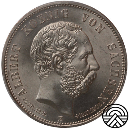 Niemcy, Saksonia, 5 Marek, 1902 r. PCGS MS 65