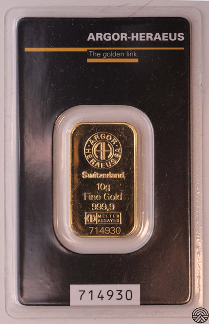 Argor - Heraus, Sztabka 10 g. Au 999.9