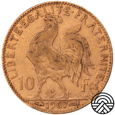 Francja, 10 Franków, 1907 r. Kogut