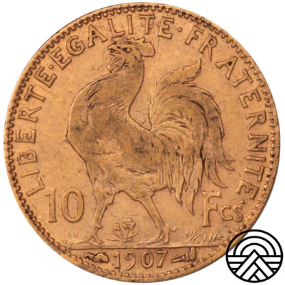 Francja, 10 Franków, 1907 r. Kogut