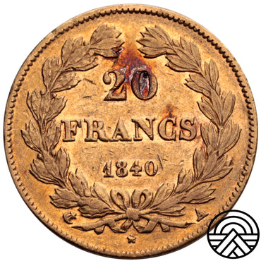 Francja, Ludwik Filip I, 20 Franków 1840 r. Paryż