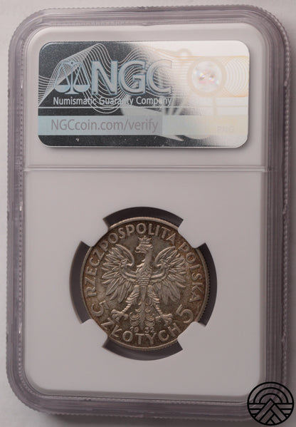 Polska, 5 Złotych, 1932 r. Jadwiga NGC MS 62