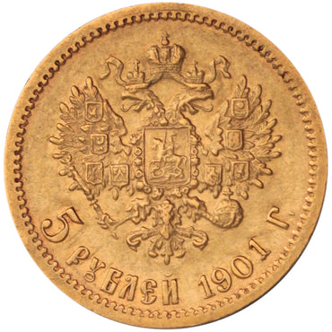 Rosja, Mikołaj II, 5 Rubli 1901 r. AP! Rzadka