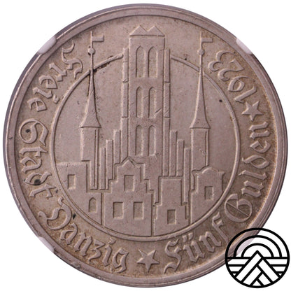 Wolne Miasto Gdańsk, 5 Guldenów, 1923 r. NGC-MS 63