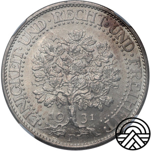 Niemcy, 5 Reichsmarek, 1931 r. NGC MS 65