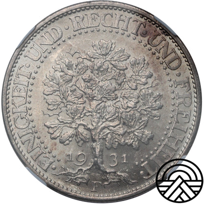 Niemcy, 5 Reichsmarek, 1931 r. NGC MS 65