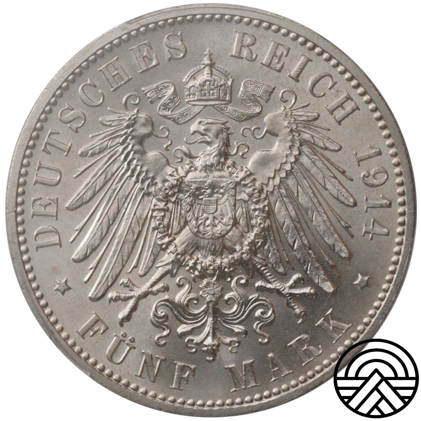 Niemcy, Saksonia, 5 Marek, 1914 r. PCGS MS 64