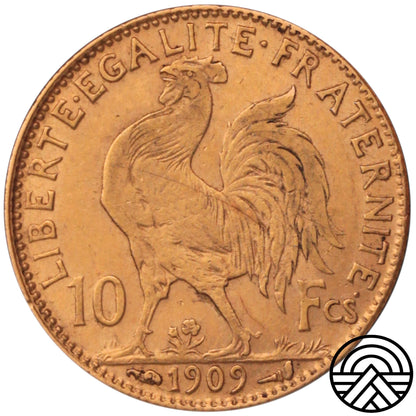 Francja, 10 Franków, 1909 r. Kogut Najrzadszy rocznik!