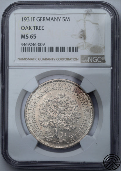 Niemcy, 5 Reichsmarek, 1931 r. NGC MS 65