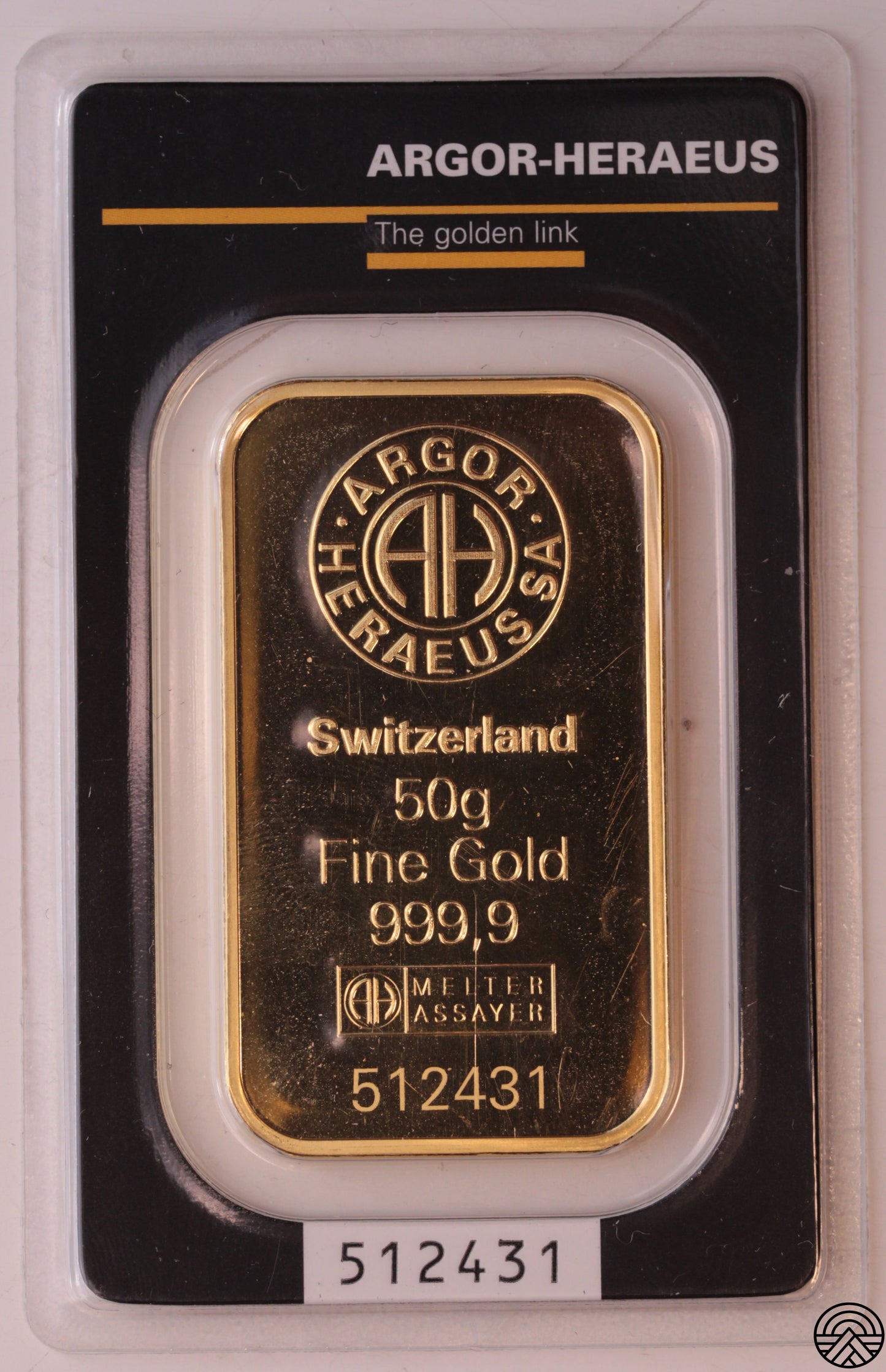 Argor - Heraus, Sztabka 50 g. Au 999.9