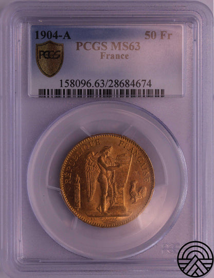 Francja, 50 Franków 1904 r. "Anioł" PCGS MS 63