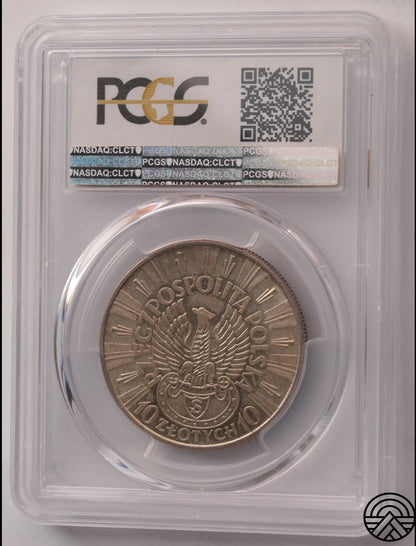 Polska, 10 Złotych, 1934 r. Orzeł Strzelecki PCGS MS 62