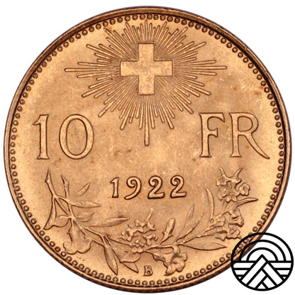 Szwajcaria, 10 Franków, 1922 r.