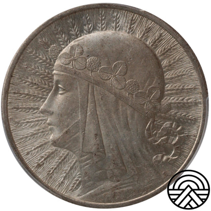 Polska, 10 Złotych, 1932 r. Polonia, Londyn PCGS MS 62