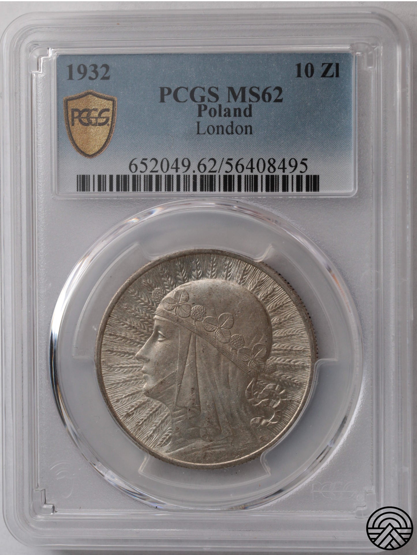 Polska, 10 Złotych, 1932 r. Polonia, Londyn PCGS MS 62
