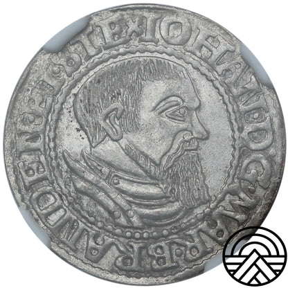 Niemcy, Śląsk, Jan I Kostrzyński, Grosz, 1545 r. NGC AU58 TOP POP!