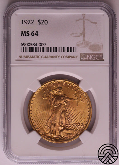 USA, 20 Dolarów 1922 r. NGC MS 64