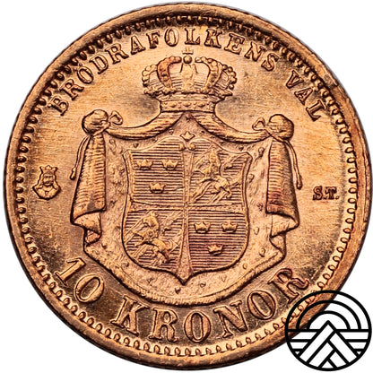 Szwecja, Oskar II, 10 Koron, 1874 r.