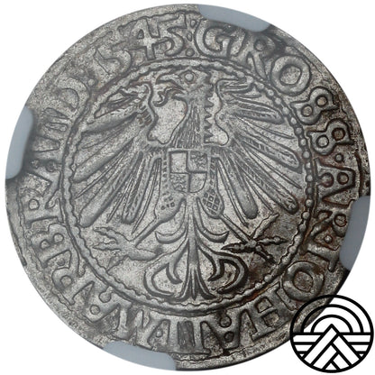 Niemcy, Śląsk, Jan I Kostrzyński, Grosz, 1545 r. NGC AU58 TOP POP!