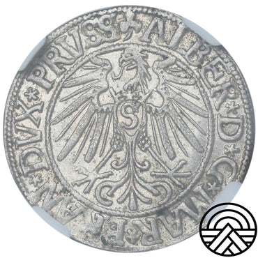 Niemcy, Prusy, Albert Hohenzollern, Grosz, 1543 r. NGC MS63 TOP POP!