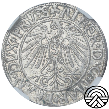Niemcy, Prusy, Albert Hohenzollern, Grosz, 1543 r. NGC MS63 TOP POP!
