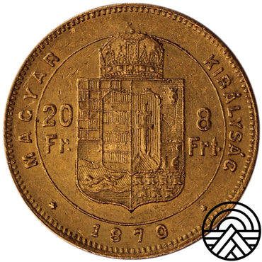 Węgry, 20 Franków - 8 Forintów 1870 r.