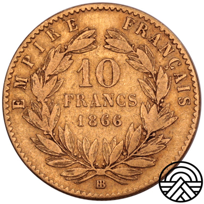 Francja, Napoleon III, 10 Franków 1866 r. Strasburg