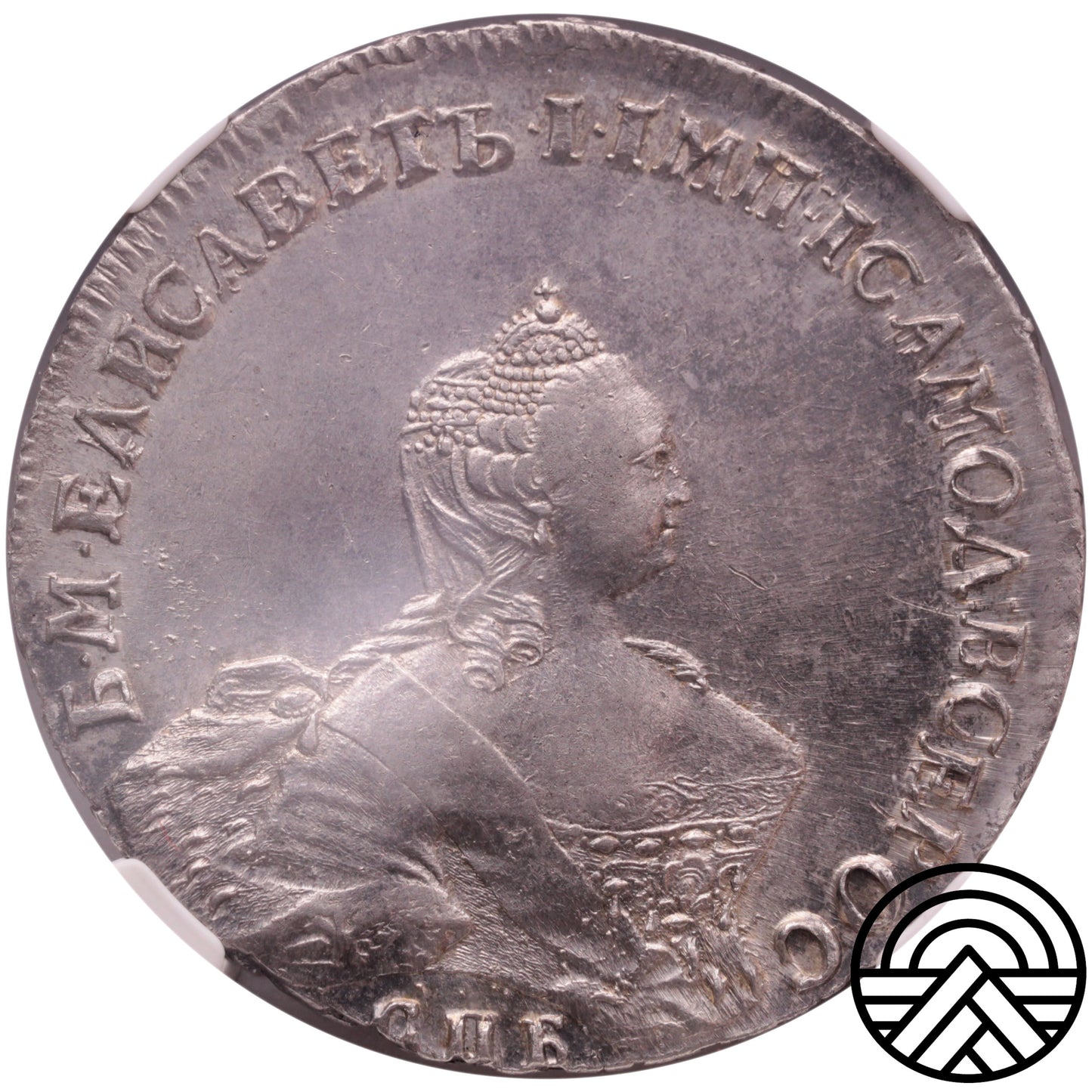 Rosja, Elżbieta I, Rubel, 1756 r. CNB NGC AU58