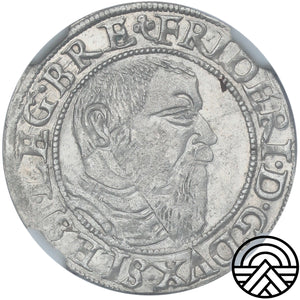 Niemcy, Śląsk, Fryderyk II, Grosz, 1545 r. NGC MS62 TOP POP!