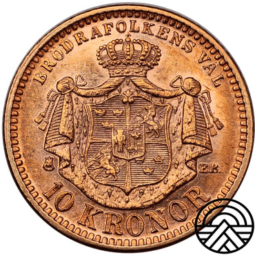 Szwecja, Oskar II, 10 Koron, 1901 r.