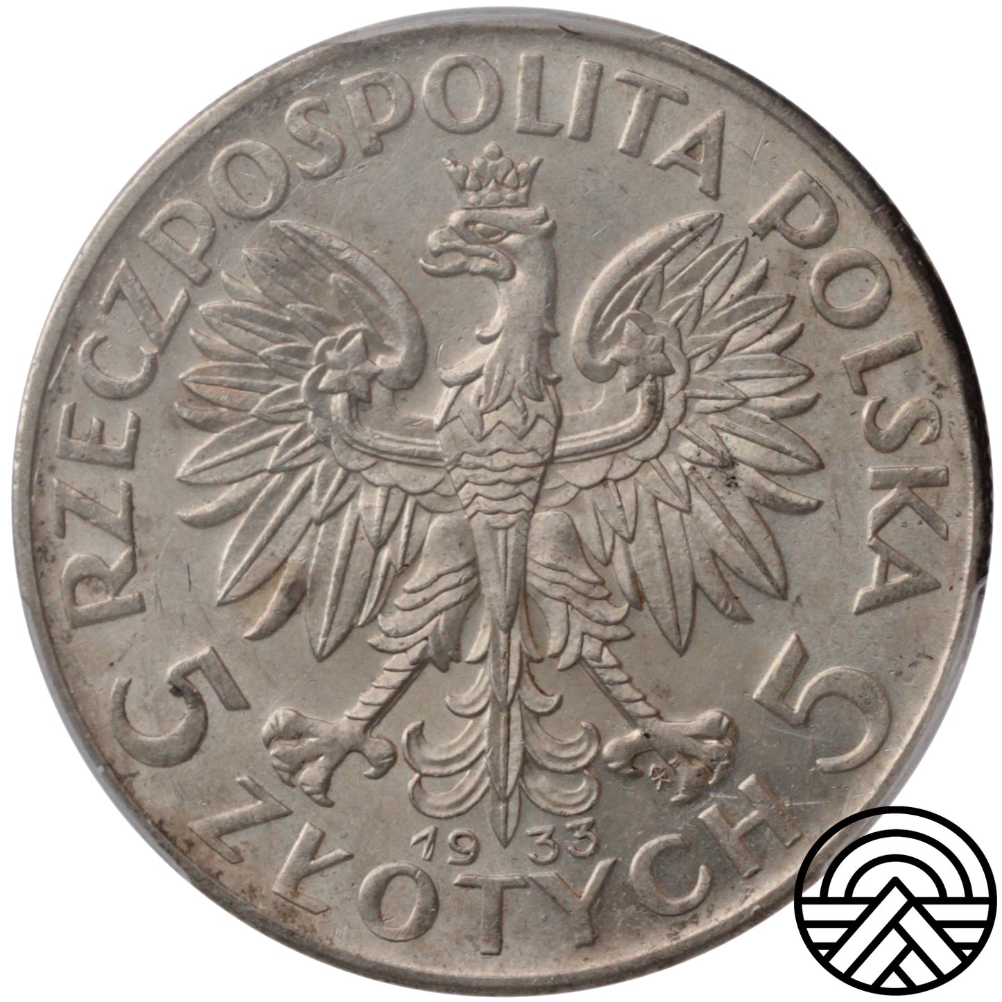 Polska, 5 Złotych, 1933 r. Polonia PCGS AU 58