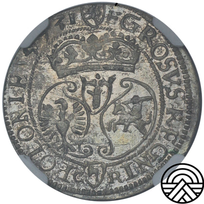 Polska, Zygmunt III Waza, Grosz, 1593 r. Olkusz R5! MS 63